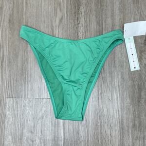 THE BIKINI LAB Women's Sea Green Solid High Cut Bikini Swim Bottoms sz S